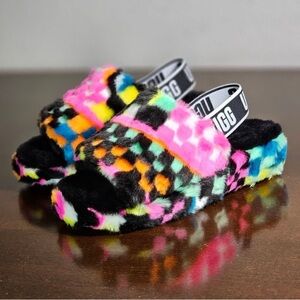 Woman’s Multicolor Faux Fur UGG Fuzzy Slippers